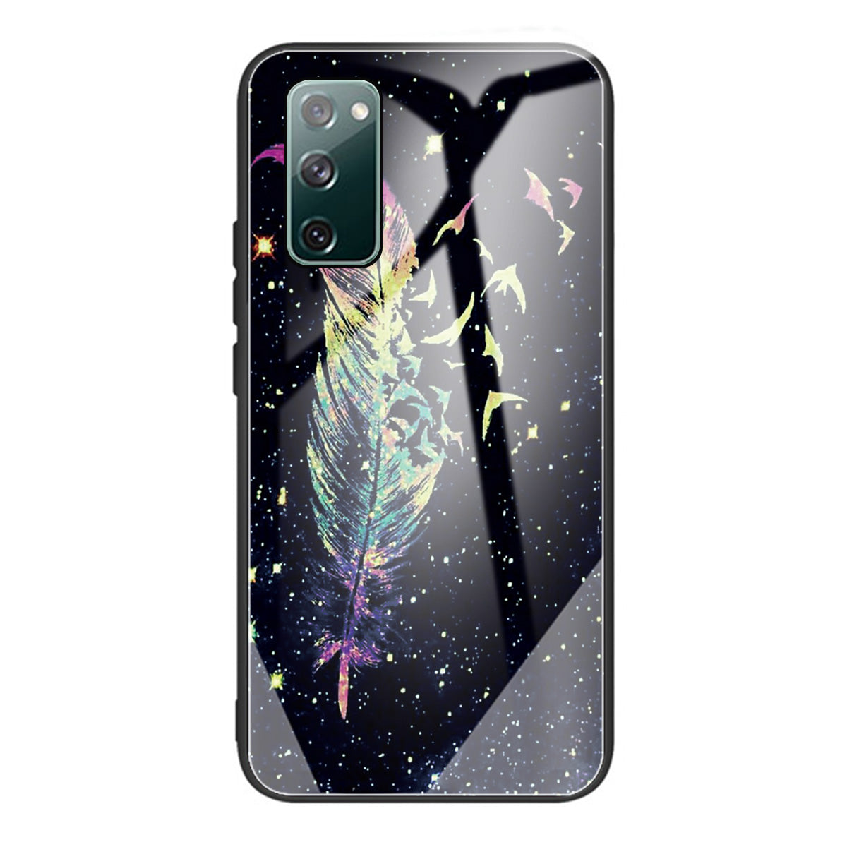 Pattern Printing Tempered Glass + TPU Case Phone Cover for Samsung Galaxy S20 FE/S20 FE 5G/S20 Lite/S20 FE 2022 Phone Shell - Feather