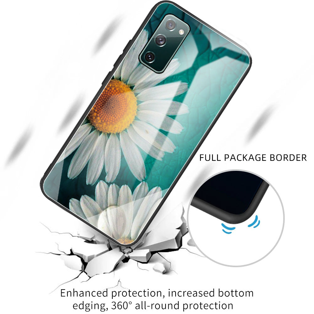 Pattern Printing Tempered Glass + TPU Case Phone Cover for Samsung Galaxy S20 FE/S20 FE 5G/S20 Lite/S20 FE 2022 Phone Shell - Sunflower