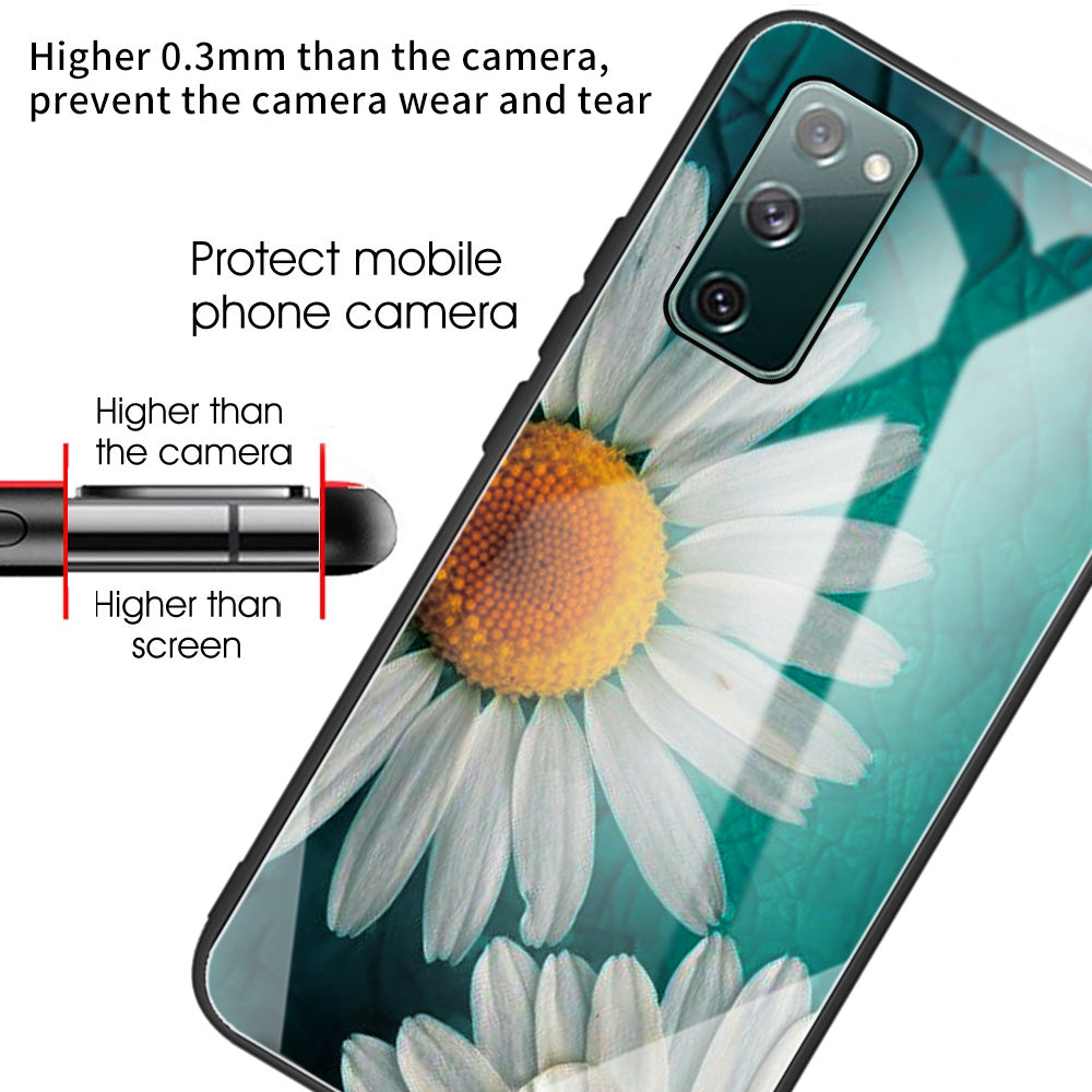 Pattern Printing Tempered Glass + TPU Case Phone Cover for Samsung Galaxy S20 FE/S20 FE 5G/S20 Lite/S20 FE 2022 Phone Shell - Sunflower