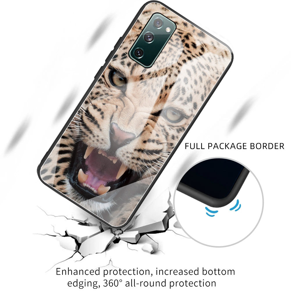 Pattern Printing Tempered Glass + TPU Case Phone Cover for Samsung Galaxy S20 FE/S20 FE 5G/S20 Lite/S20 FE 2022 Phone Shell - Tiger