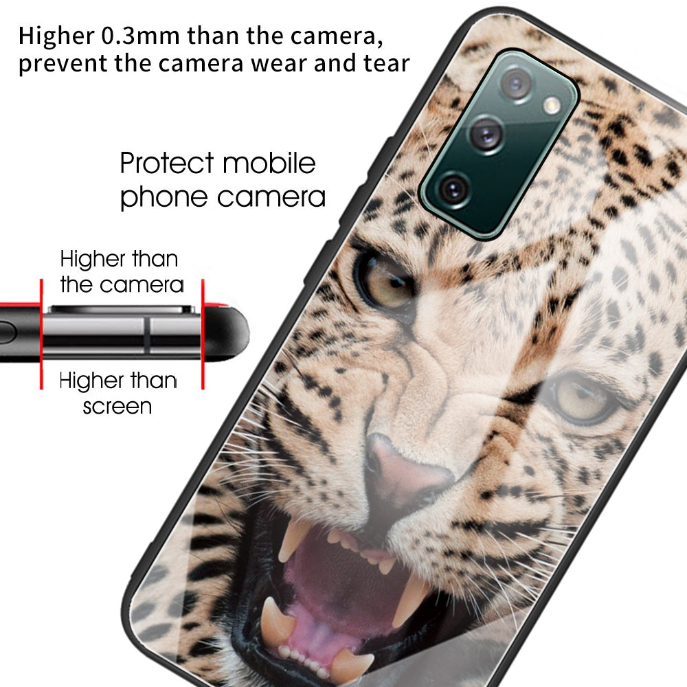 Pattern Printing Tempered Glass + TPU Case Phone Cover for Samsung Galaxy S20 FE/S20 FE 5G/S20 Lite/S20 FE 2022 Phone Shell - Tiger