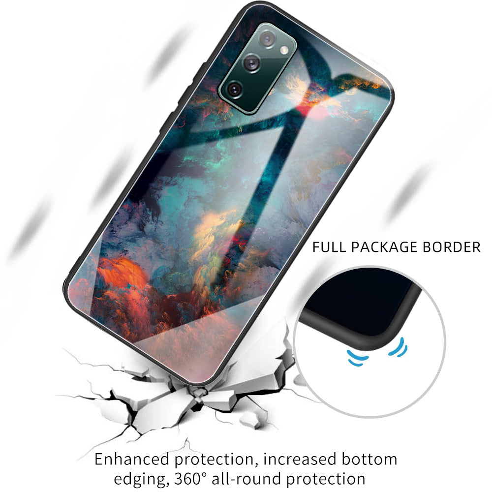 Pattern Printing Tempered Glass + TPU Case Phone Cover for Samsung Galaxy S20 FE/S20 FE 5G/S20 Lite/S20 FE 2022 Phone Shell - Sunset Cloud