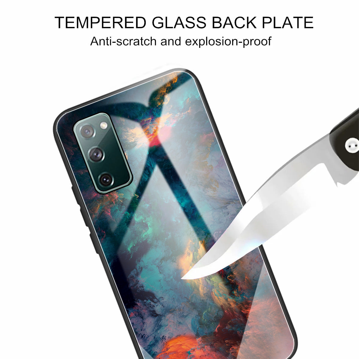 Pattern Printing Tempered Glass + TPU Case Phone Cover for Samsung Galaxy S20 FE/S20 FE 5G/S20 Lite/S20 FE 2022 Phone Shell - Sunset Cloud