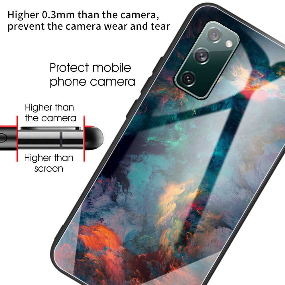 Pattern Printing Tempered Glass + TPU Case Phone Cover for Samsung Galaxy S20 FE/S20 FE 5G/S20 Lite/S20 FE 2022 Phone Shell - Sunset Cloud