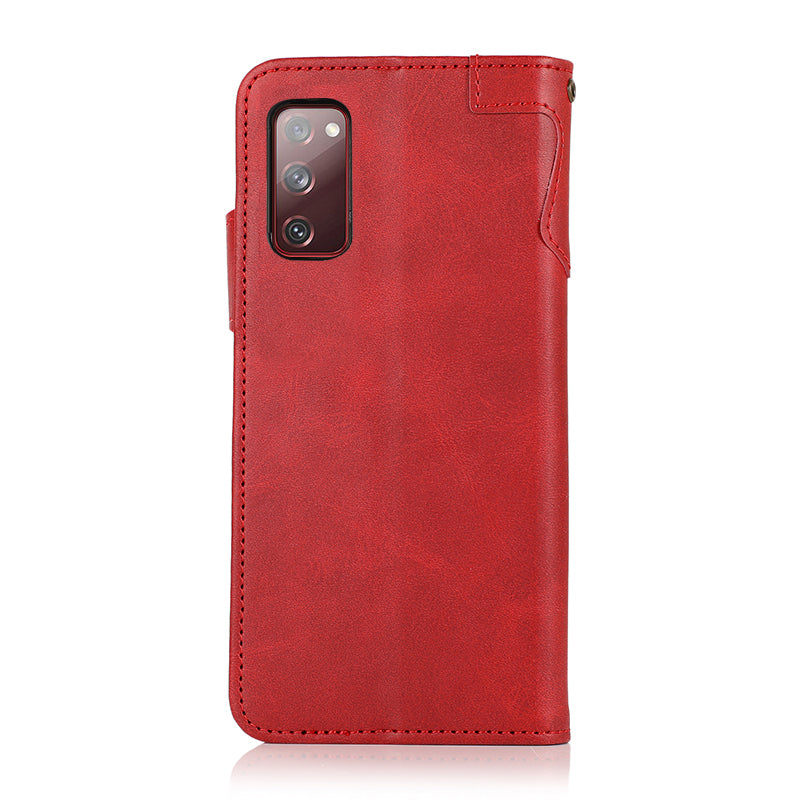 KHAZNEH Shockproof PU Leather Stand Wallet Mobile Phone Cover for Samsung Galaxy S20 FE/S20 Fan Edition/S20 FE 5G/S20 Fan Edition 5G/S20 Lite/S20 FE 2022 - Red