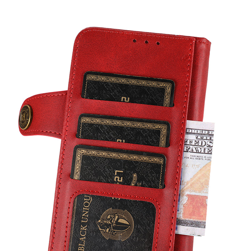 KHAZNEH Shockproof PU Leather Stand Wallet Mobile Phone Cover for Samsung Galaxy S20 FE/S20 Fan Edition/S20 FE 5G/S20 Fan Edition 5G/S20 Lite/S20 FE 2022 - Red