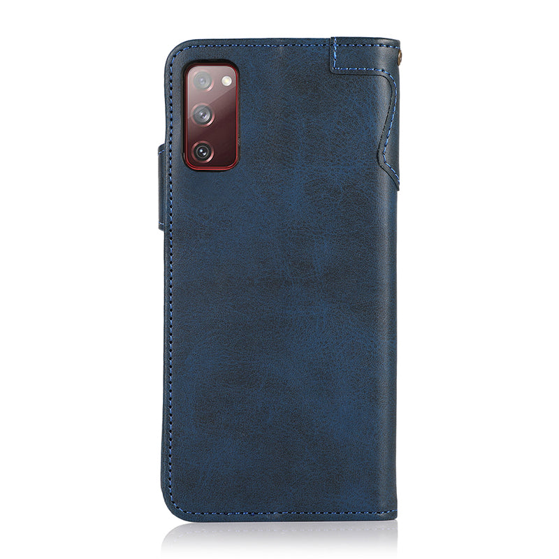 KHAZNEH Shockproof PU Leather Stand Wallet Mobile Phone Cover for Samsung Galaxy S20 FE/S20 Fan Edition/S20 FE 5G/S20 Fan Edition 5G/S20 Lite/S20 FE 2022 - Blue