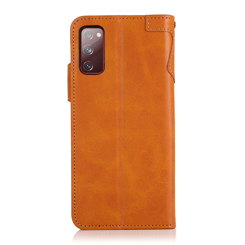 KHAZNEH Shockproof PU Leather Stand Wallet Mobile Phone Cover for Samsung Galaxy S20 FE/S20 Fan Edition/S20 FE 5G/S20 Fan Edition 5G/S20 Lite/S20 FE 2022 - Brown