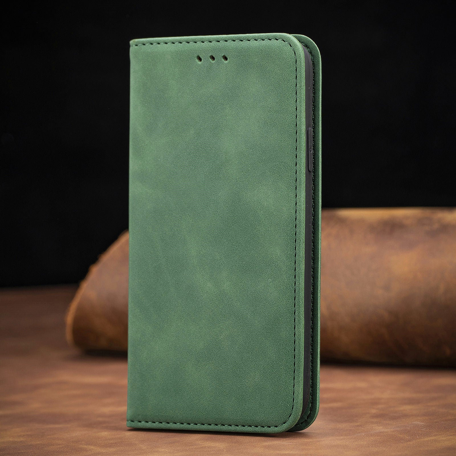 Auto-absorbed Vintage PU Leather Phone Cover Casing for Samsung Galaxy S20 4G/S20 5G - Green