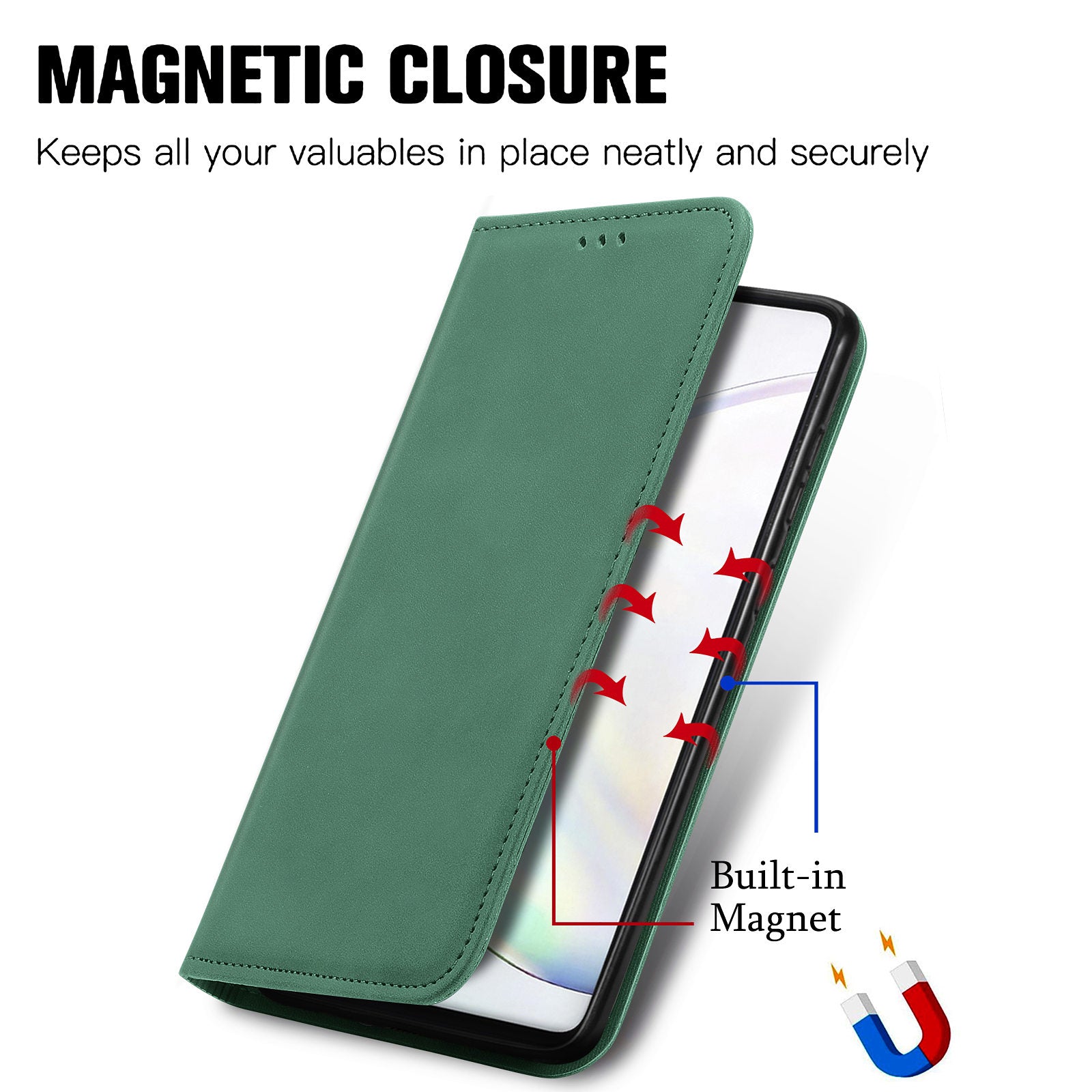 Auto-absorbed Vintage PU Leather Phone Cover Casing for Samsung Galaxy S20 4G/S20 5G - Green