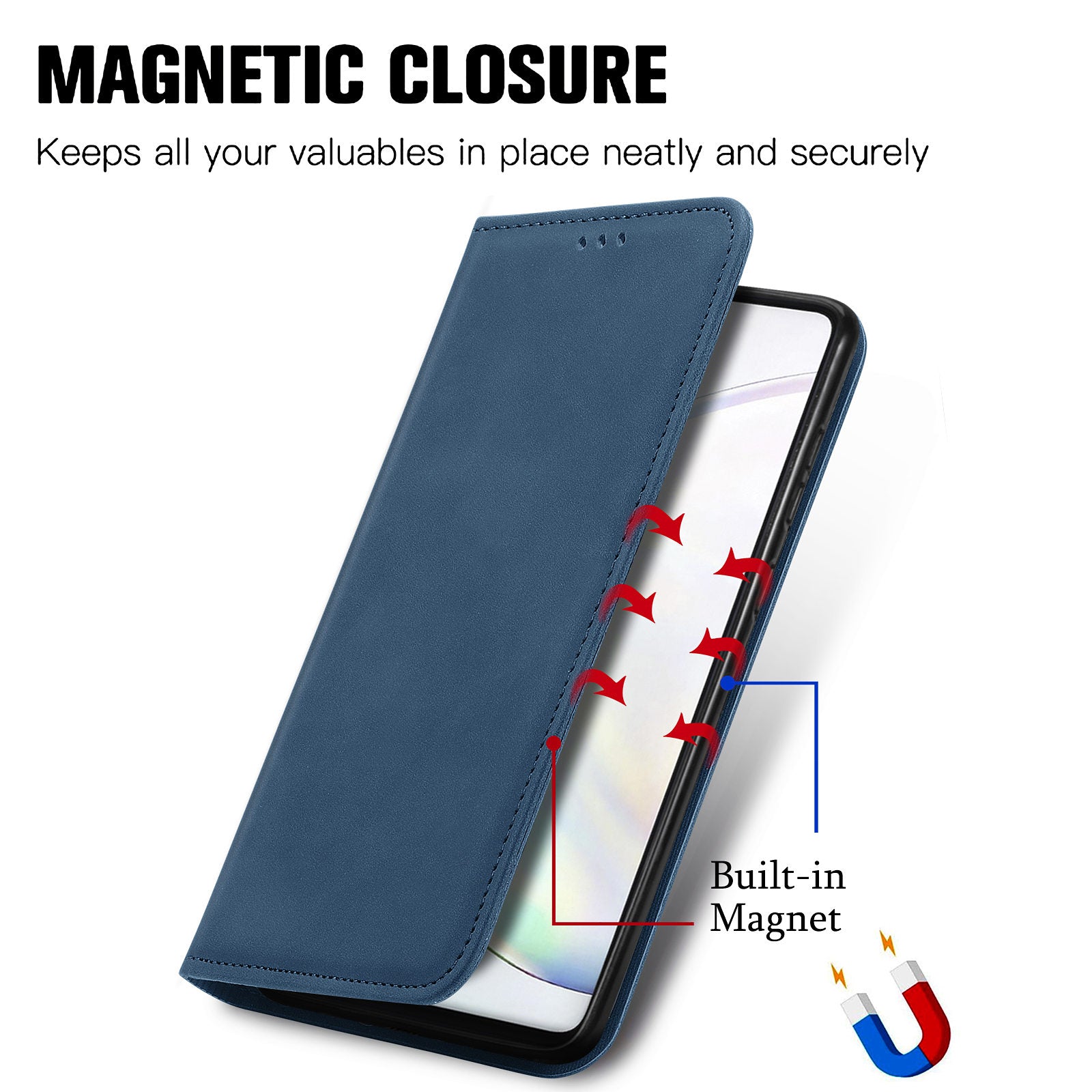 Auto-absorbed Vintage PU Leather Phone Cover Casing for Samsung Galaxy S20 4G/S20 5G - Blue