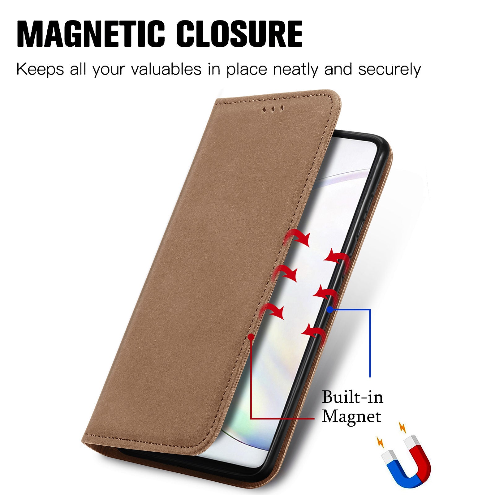 Auto-absorbed Vintage PU Leather Phone Cover Casing for Samsung Galaxy S20 4G/S20 5G - Brown