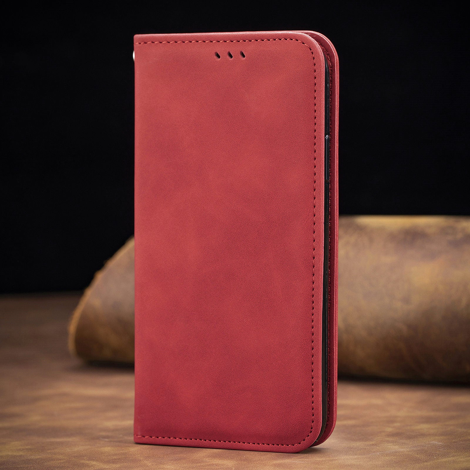 Auto-absorbed Vintage PU Leather Phone Cover Casing for Samsung Galaxy S20 4G/S20 5G - Red