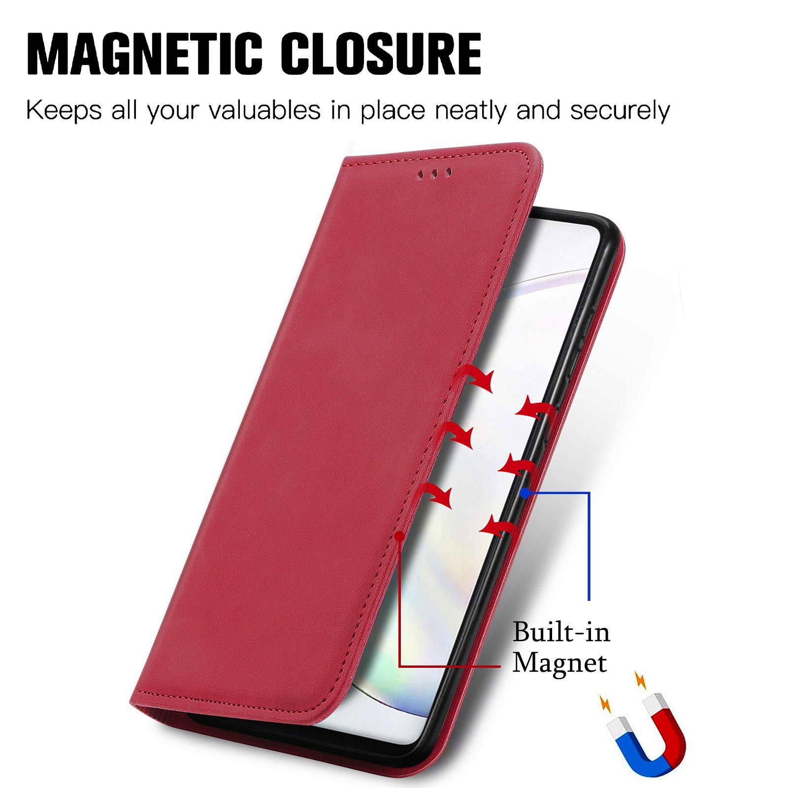 Auto-absorbed Vintage PU Leather Phone Cover Casing for Samsung Galaxy S20 4G/S20 5G - Red