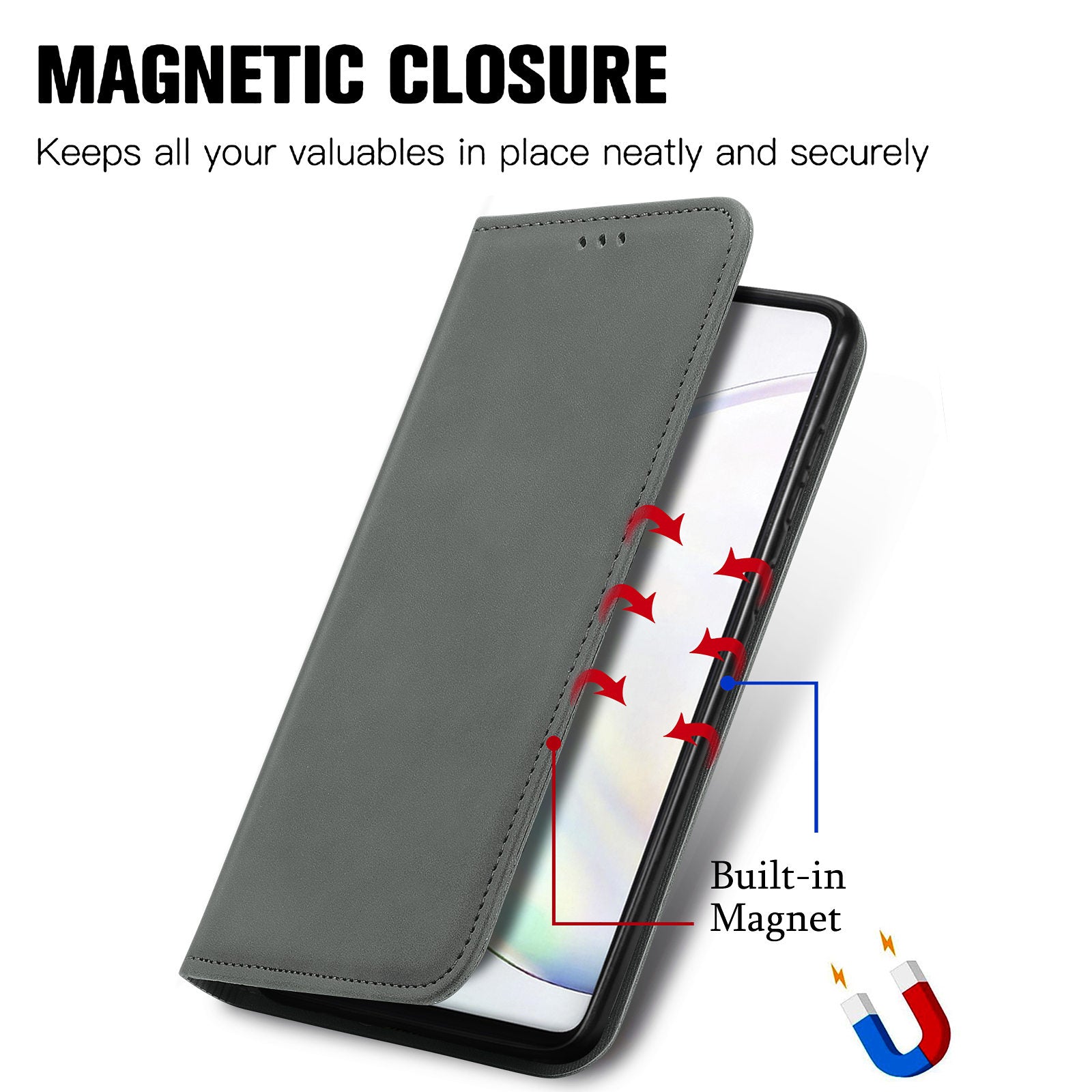 Auto-absorbed Vintage PU Leather Phone Cover Casing for Samsung Galaxy S20 4G/S20 5G - Grey