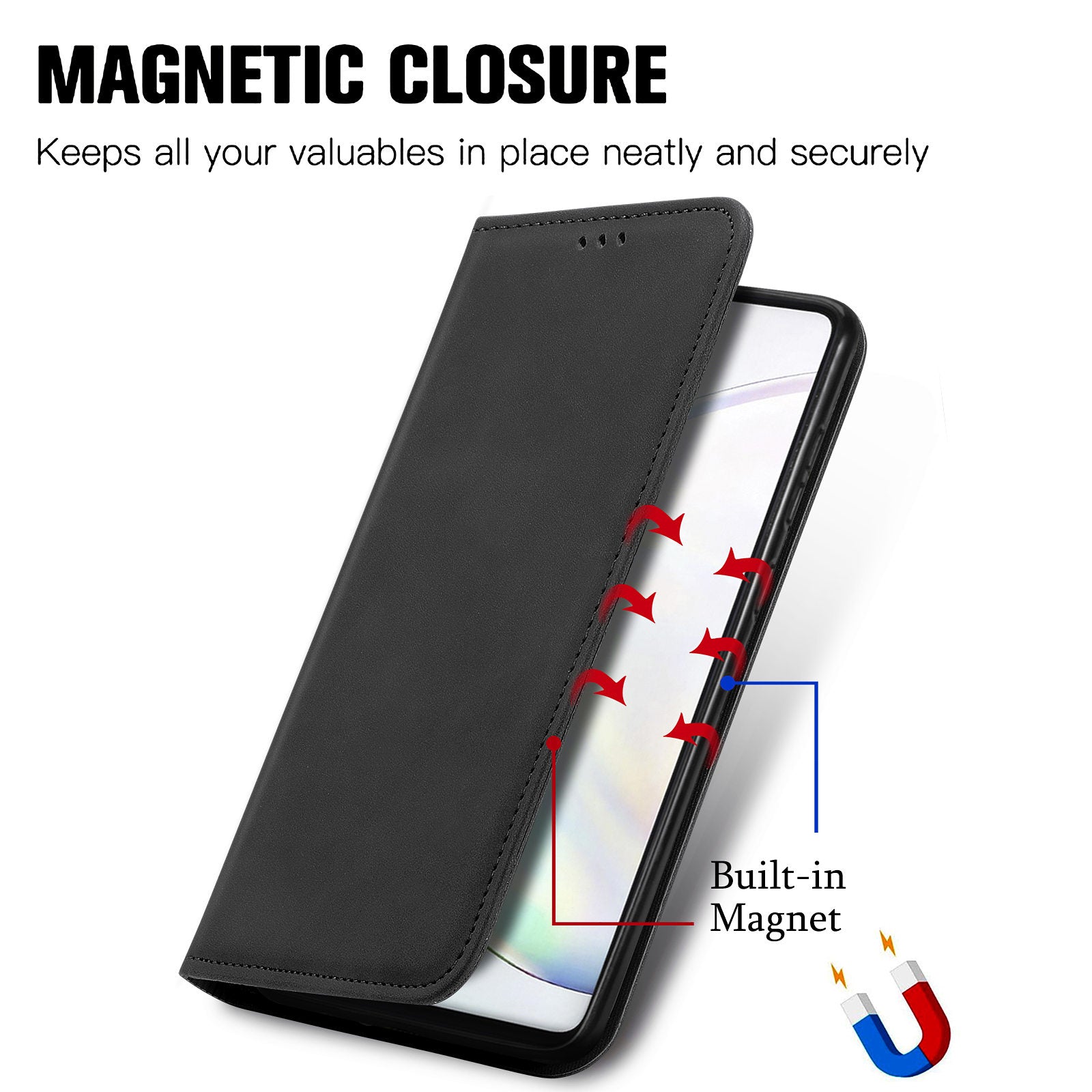 Auto-absorbed Vintage PU Leather Phone Cover Casing for Samsung Galaxy S20 4G/S20 5G - Black