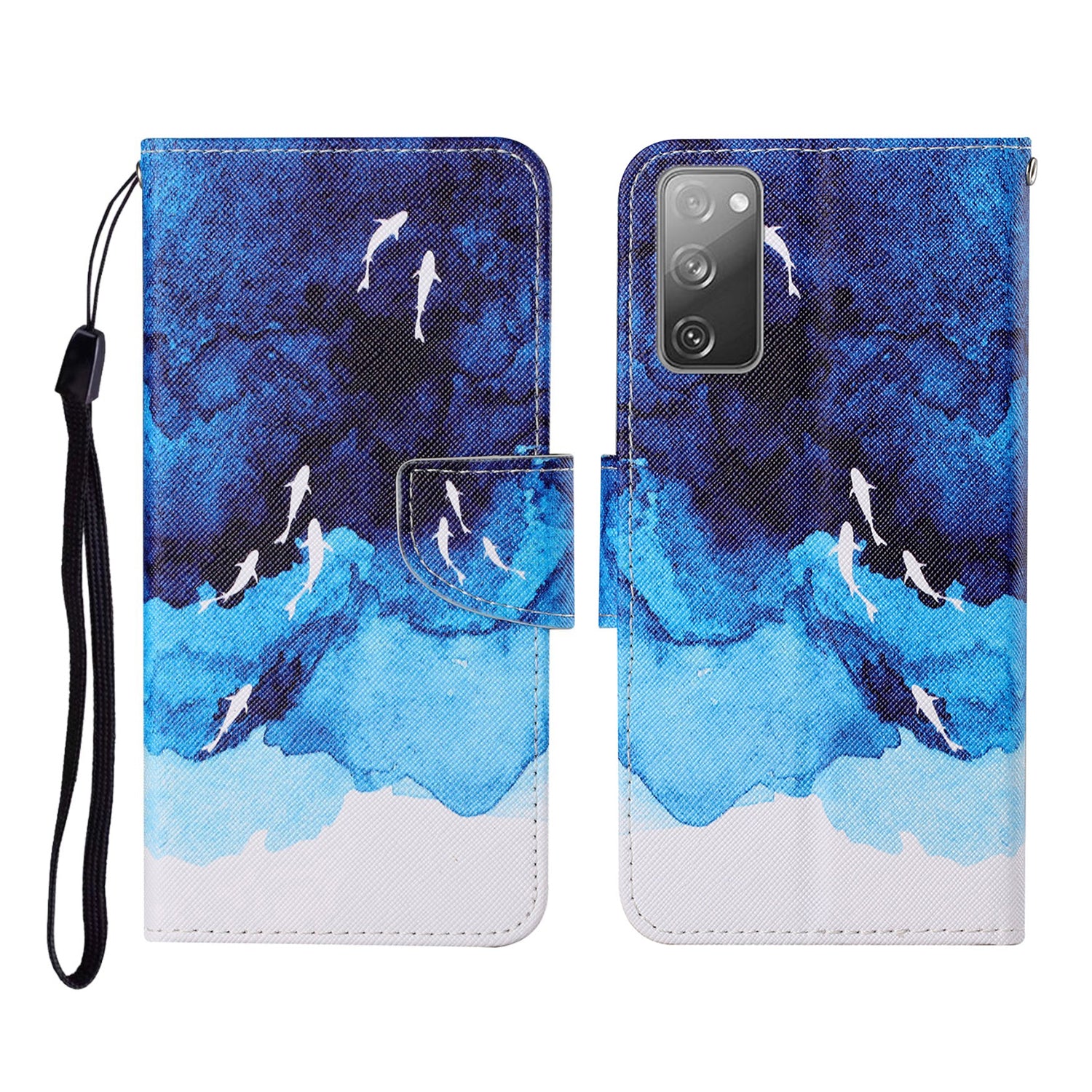 Pattern Printing Wallet Design Phone Cover PU Leather Stand Case with Strap for Samsung Galaxy S20 FE/S20 Fan Edition/S20 FE 5G/S20 Fan Edition 5G/S20 Lite/S20 FE 2022 - Ocean