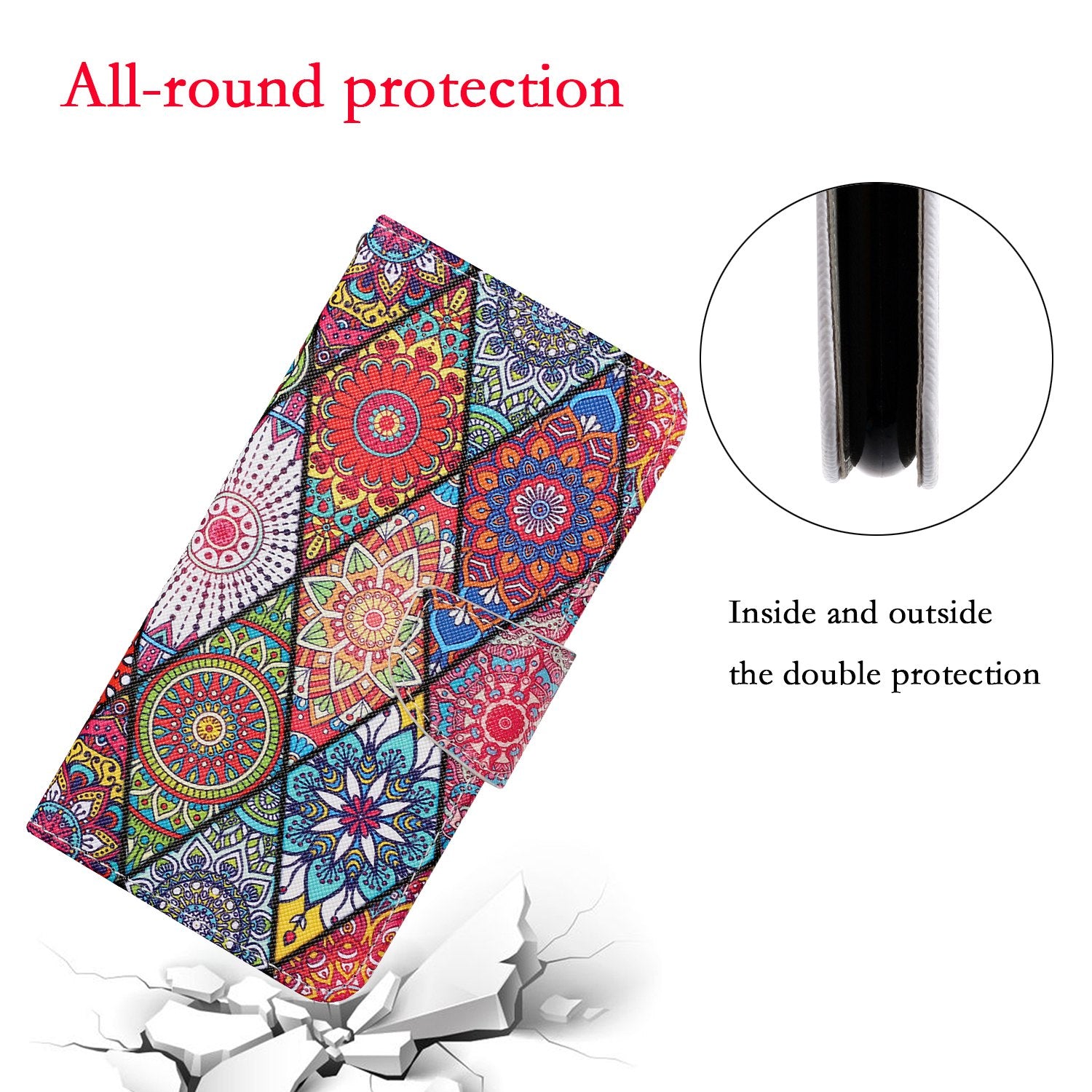 Pattern Printing Wallet Design Phone Cover PU Leather Stand Case with Strap for Samsung Galaxy S20 FE/S20 Fan Edition/S20 FE 5G/S20 Fan Edition 5G/S20 Lite/S20 FE 2022 - Mandala Pattern