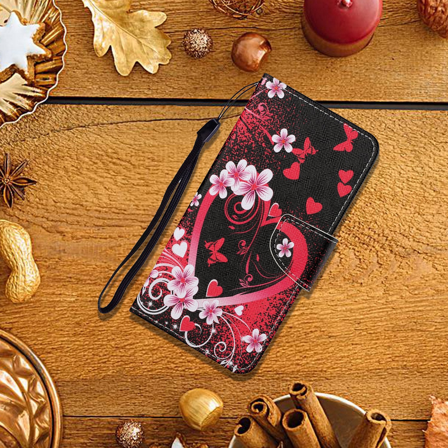 Pattern Printing Wallet Design Phone Cover PU Leather Stand Case with Strap for Samsung Galaxy S20 FE/S20 Fan Edition/S20 FE 5G/S20 Fan Edition 5G/S20 Lite/S20 FE 2022 - Heart