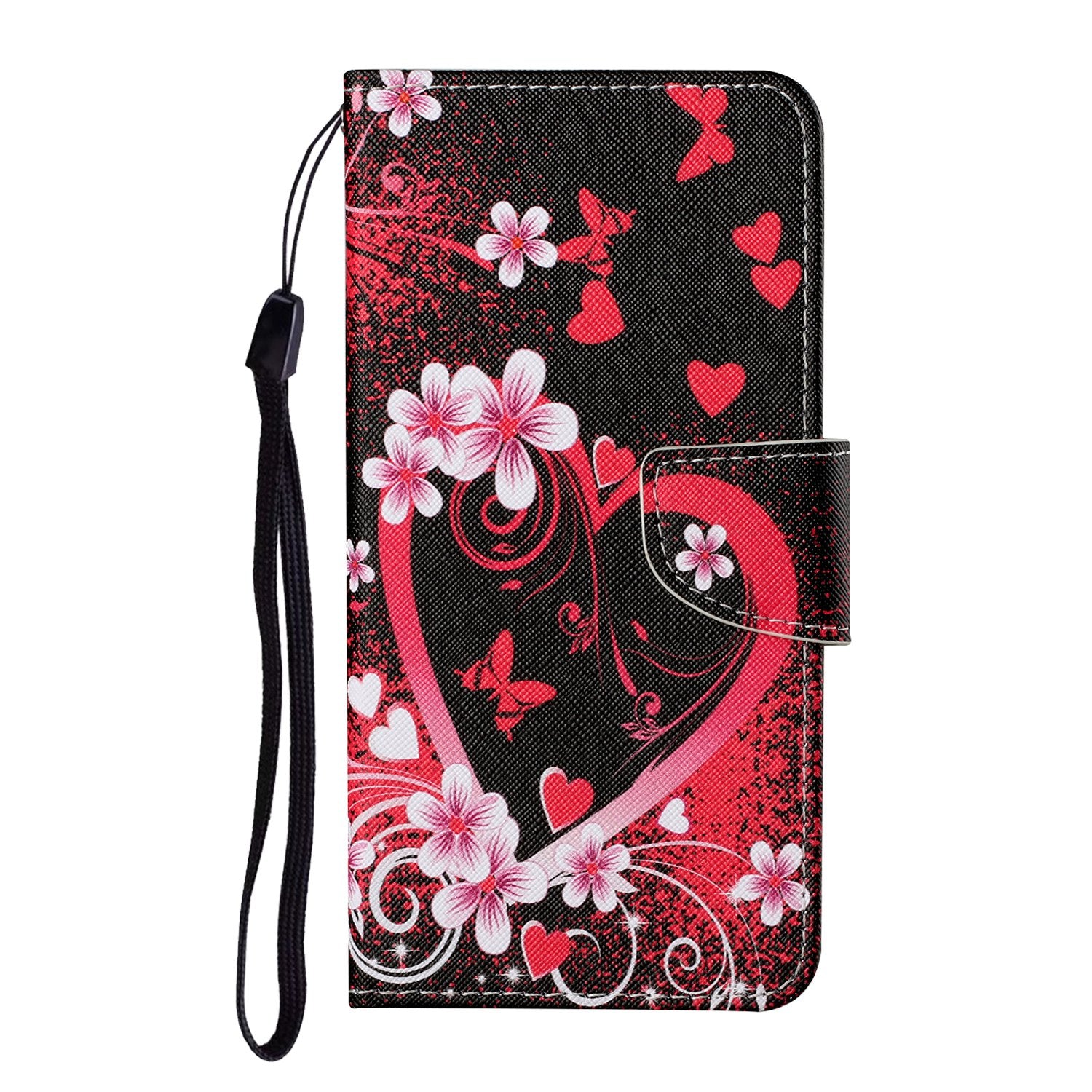 Pattern Printing Wallet Design Phone Cover PU Leather Stand Case with Strap for Samsung Galaxy S20 FE/S20 Fan Edition/S20 FE 5G/S20 Fan Edition 5G/S20 Lite/S20 FE 2022 - Heart