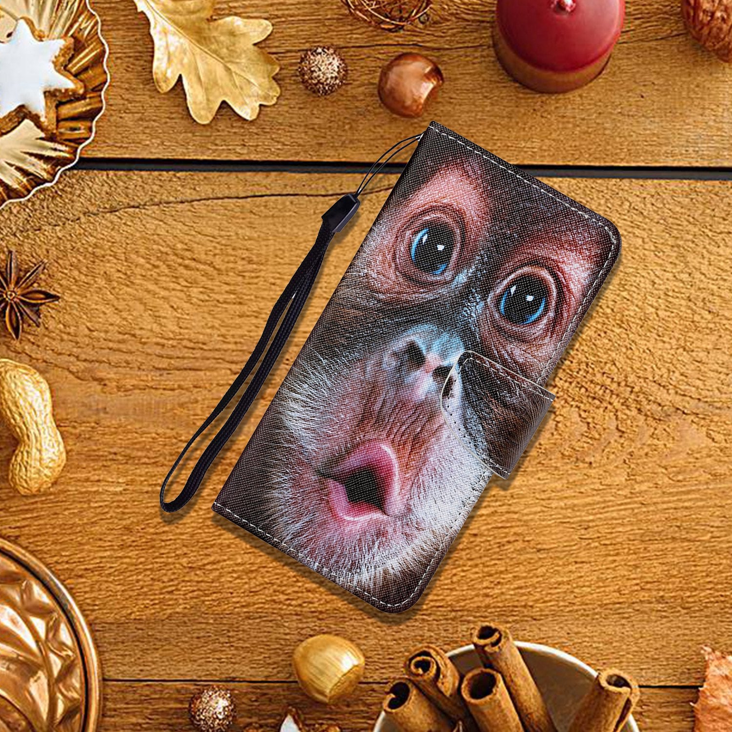 Pattern Printing Wallet Design Phone Cover PU Leather Stand Case with Strap for Samsung Galaxy S20 FE/S20 Fan Edition/S20 FE 5G/S20 Fan Edition 5G/S20 Lite/S20 FE 2022 - Monkey