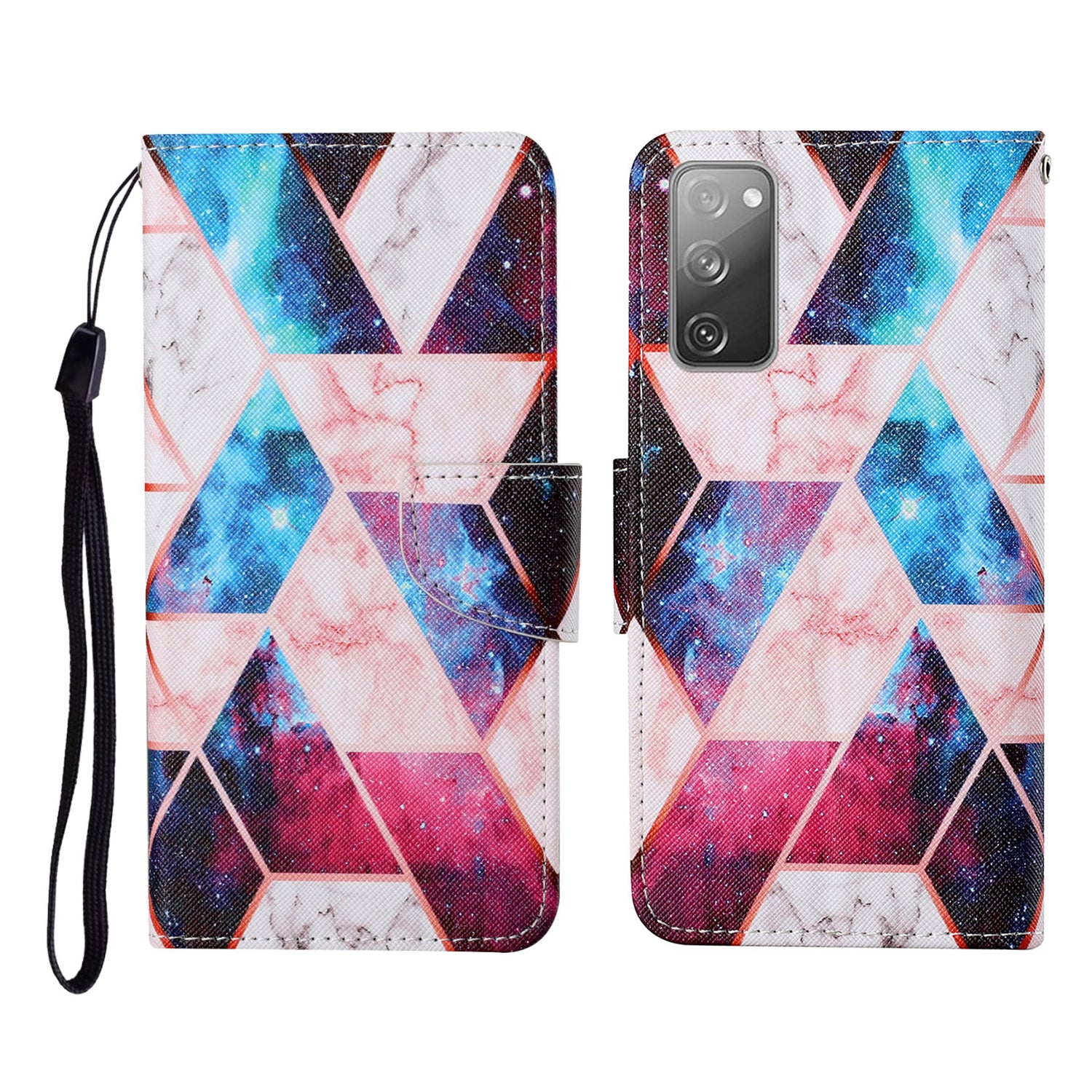 Pattern Printing Wallet Design Phone Cover PU Leather Stand Case with Strap for Samsung Galaxy S20 FE/S20 Fan Edition/S20 FE 5G/S20 Fan Edition 5G/S20 Lite/S20 FE 2022 - Nebula