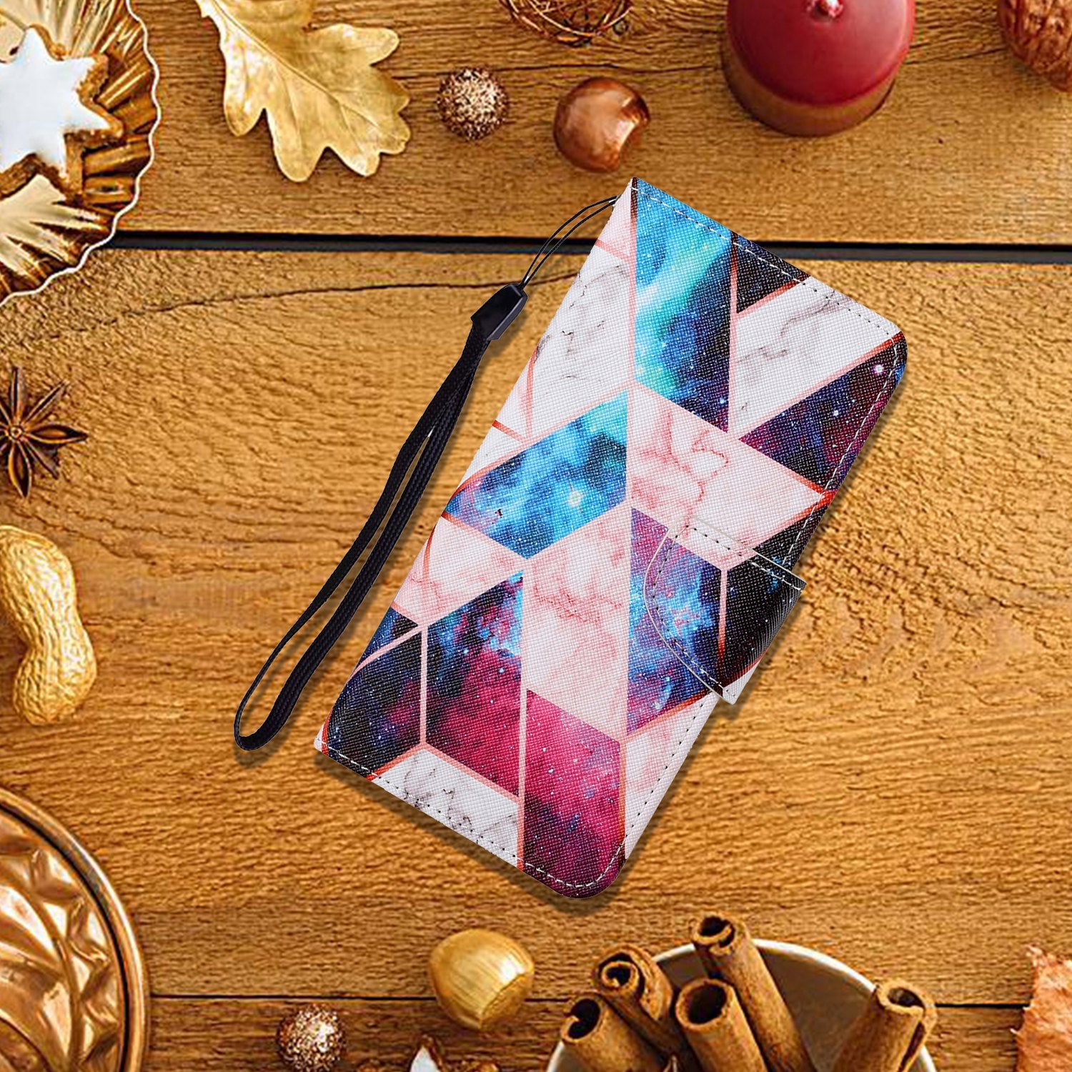 Pattern Printing Wallet Design Phone Cover PU Leather Stand Case with Strap for Samsung Galaxy S20 FE/S20 Fan Edition/S20 FE 5G/S20 Fan Edition 5G/S20 Lite/S20 FE 2022 - Nebula