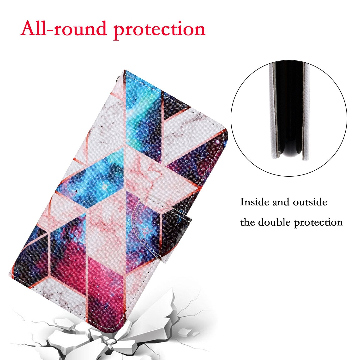 Pattern Printing Wallet Design Phone Cover PU Leather Stand Case with Strap for Samsung Galaxy S20 FE/S20 Fan Edition/S20 FE 5G/S20 Fan Edition 5G/S20 Lite/S20 FE 2022 - Nebula