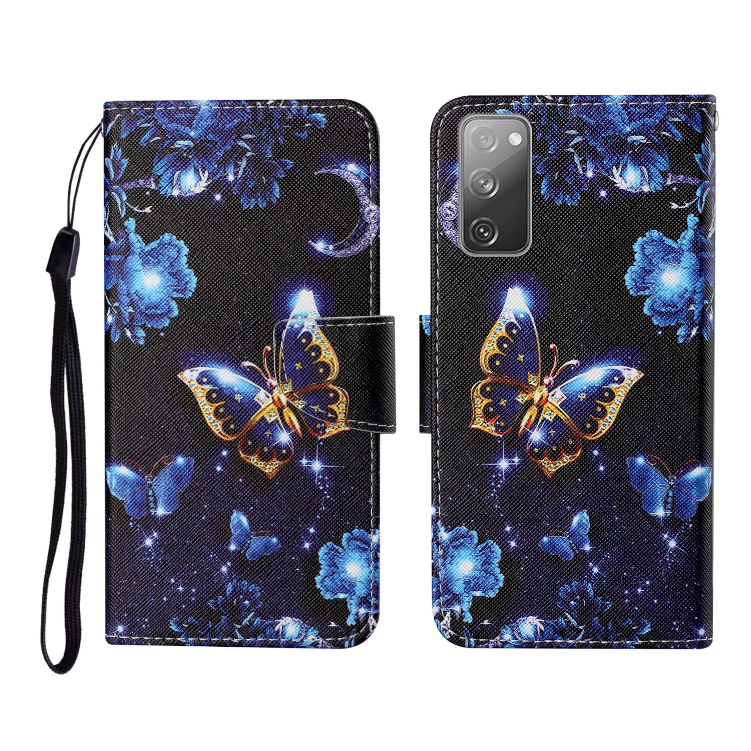 Pattern Printing Wallet Design Phone Cover PU Leather Stand Case with Strap for Samsung Galaxy S20 FE/S20 Fan Edition/S20 FE 5G/S20 Fan Edition 5G/S20 Lite/S20 FE 2022 - Butterfly