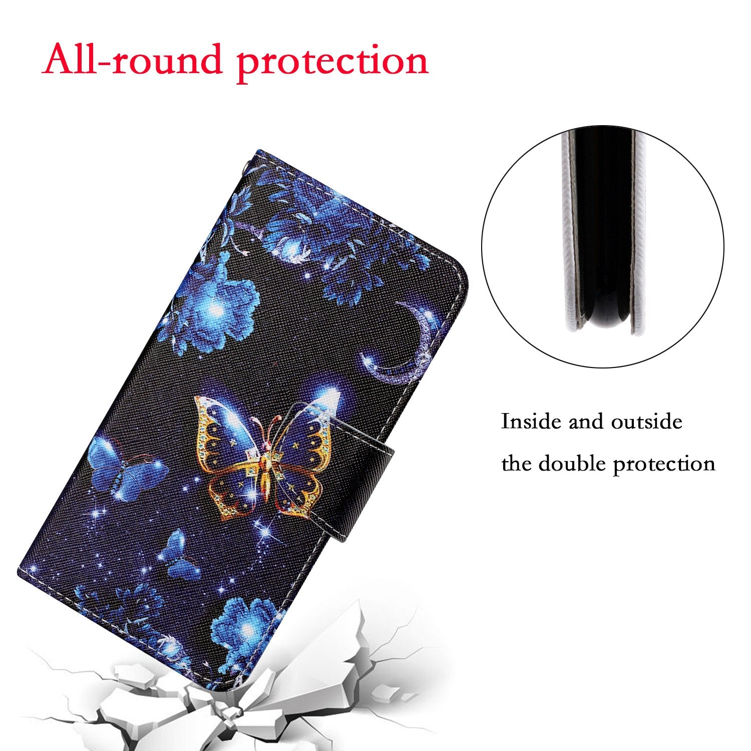 Pattern Printing Wallet Design Phone Cover PU Leather Stand Case with Strap for Samsung Galaxy S20 FE/S20 Fan Edition/S20 FE 5G/S20 Fan Edition 5G/S20 Lite/S20 FE 2022 - Butterfly