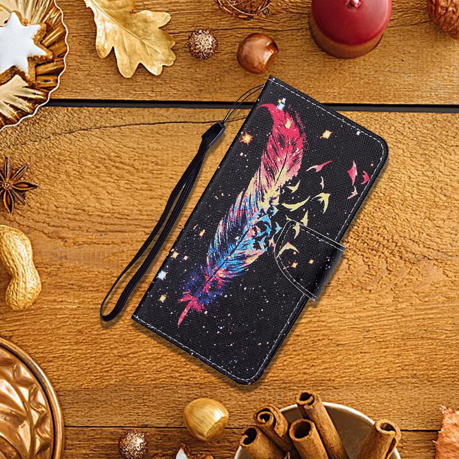 Pattern Printing Wallet Design Phone Cover PU Leather Stand Case with Strap for Samsung Galaxy S20 FE/S20 Fan Edition/S20 FE 5G/S20 Fan Edition 5G/S20 Lite/S20 FE 2022 - Feather