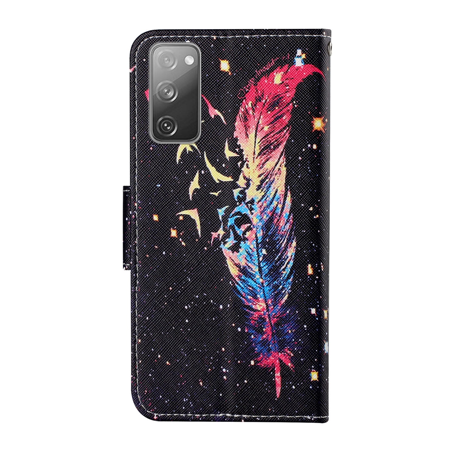 Pattern Printing Wallet Design Phone Cover PU Leather Stand Case with Strap for Samsung Galaxy S20 FE/S20 Fan Edition/S20 FE 5G/S20 Fan Edition 5G/S20 Lite/S20 FE 2022 - Feather