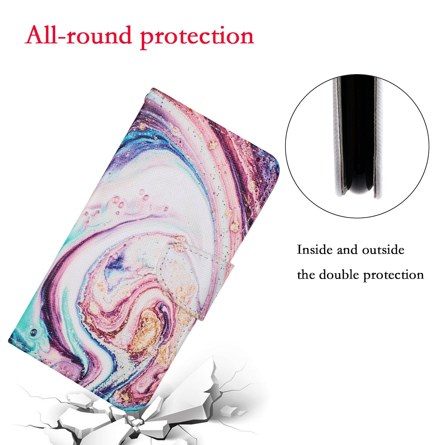 Pattern Printing Wallet Design Phone Cover PU Leather Stand Case with Strap for Samsung Galaxy S20 FE/S20 Fan Edition/S20 FE 5G/S20 Fan Edition 5G/S20 Lite/S20 FE 2022 - Wave