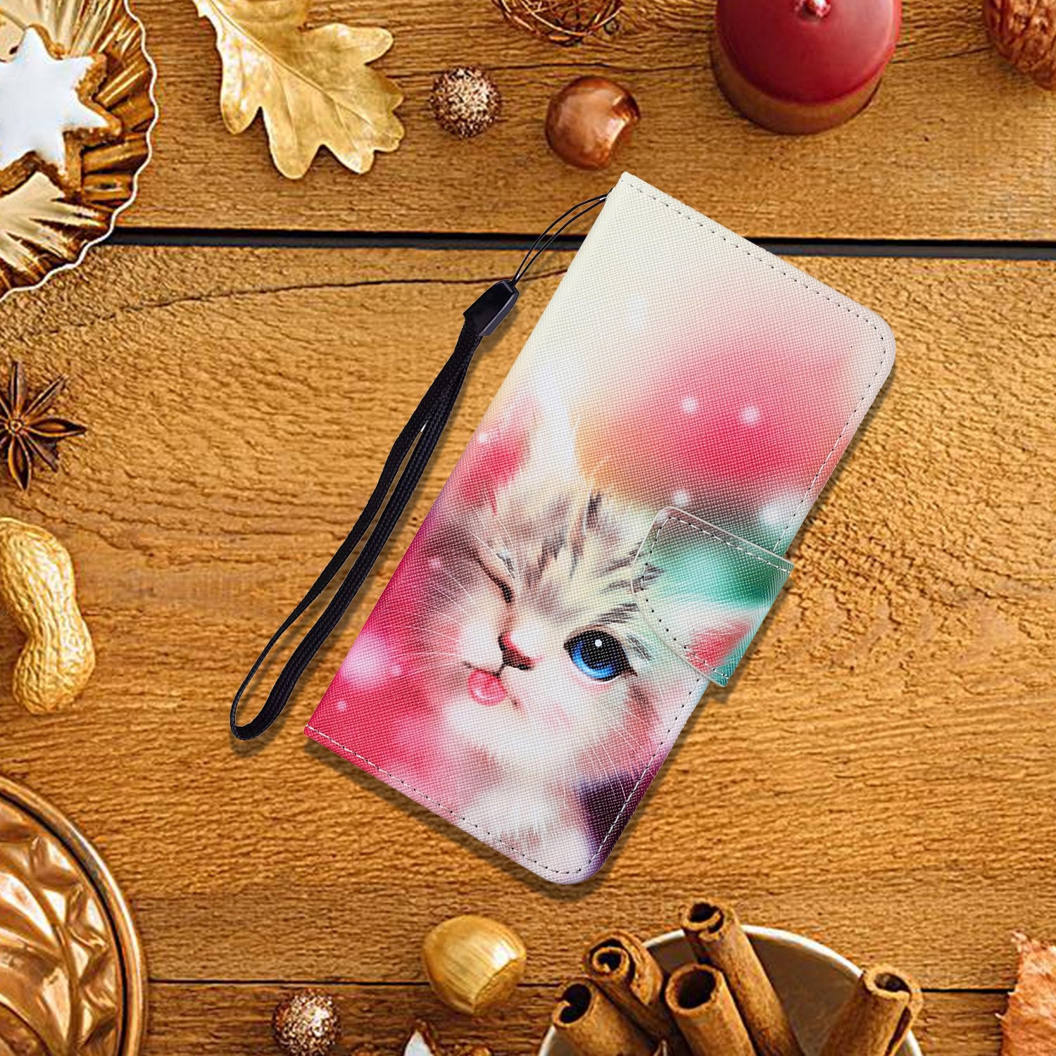 Pattern Printing Wallet Design Phone Cover PU Leather Stand Case with Strap for Samsung Galaxy S20 FE/S20 Fan Edition/S20 FE 5G/S20 Fan Edition 5G/S20 Lite/S20 FE 2022 - Cute Cat