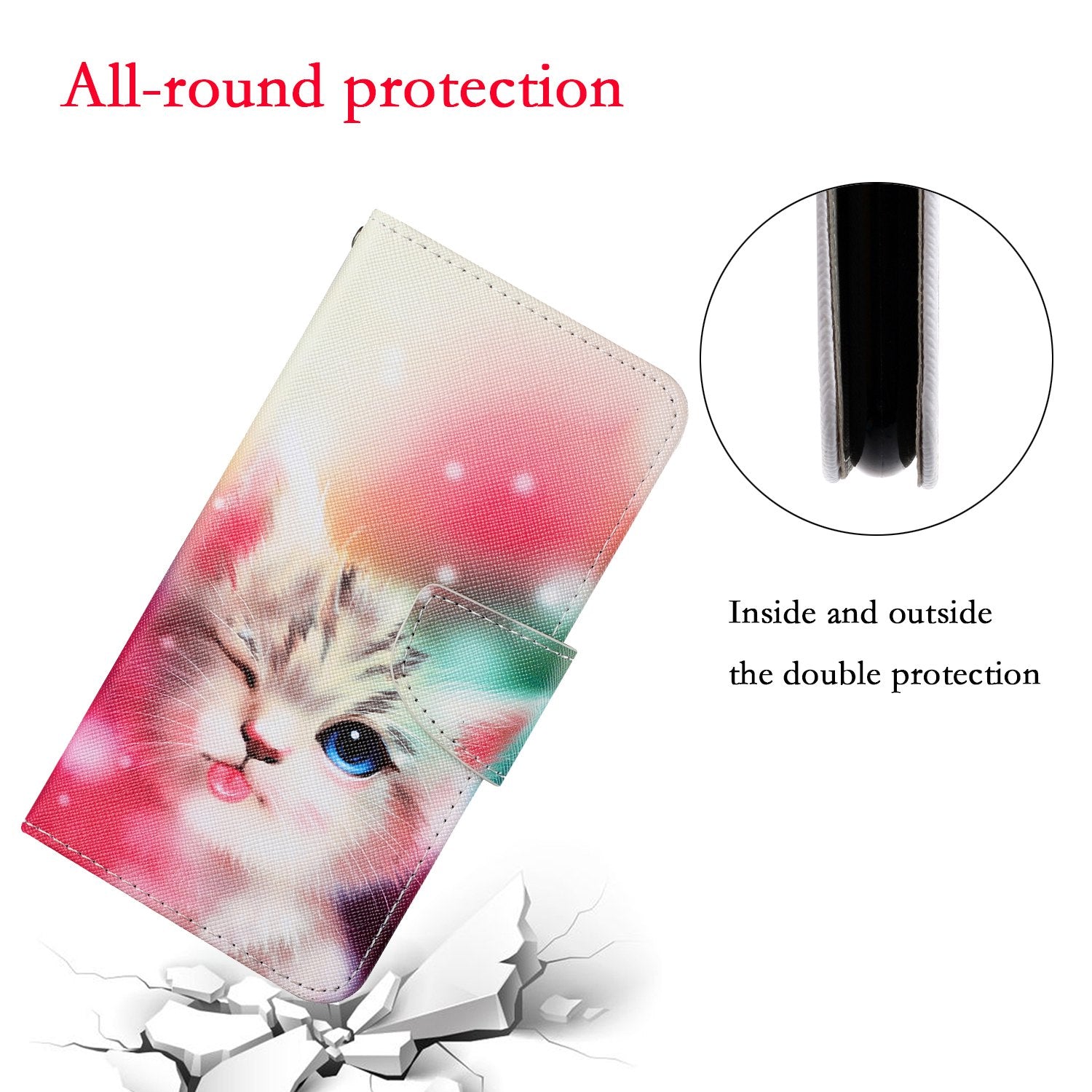 Pattern Printing Wallet Design Phone Cover PU Leather Stand Case with Strap for Samsung Galaxy S20 FE/S20 Fan Edition/S20 FE 5G/S20 Fan Edition 5G/S20 Lite/S20 FE 2022 - Cute Cat