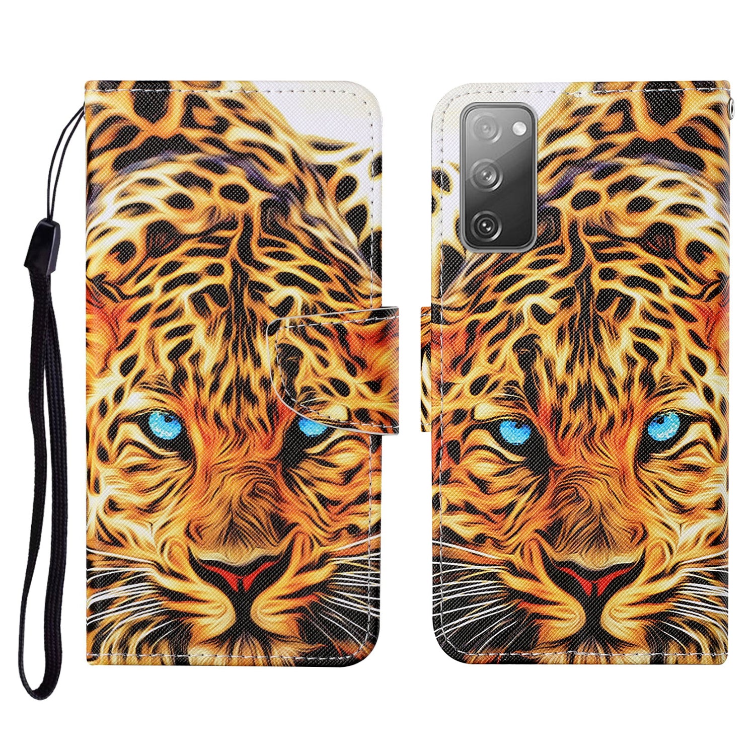 Pattern Printing Wallet Design Phone Cover PU Leather Stand Case with Strap for Samsung Galaxy S20 FE/S20 Fan Edition/S20 FE 5G/S20 Fan Edition 5G/S20 Lite/S20 FE 2022 - Leopard