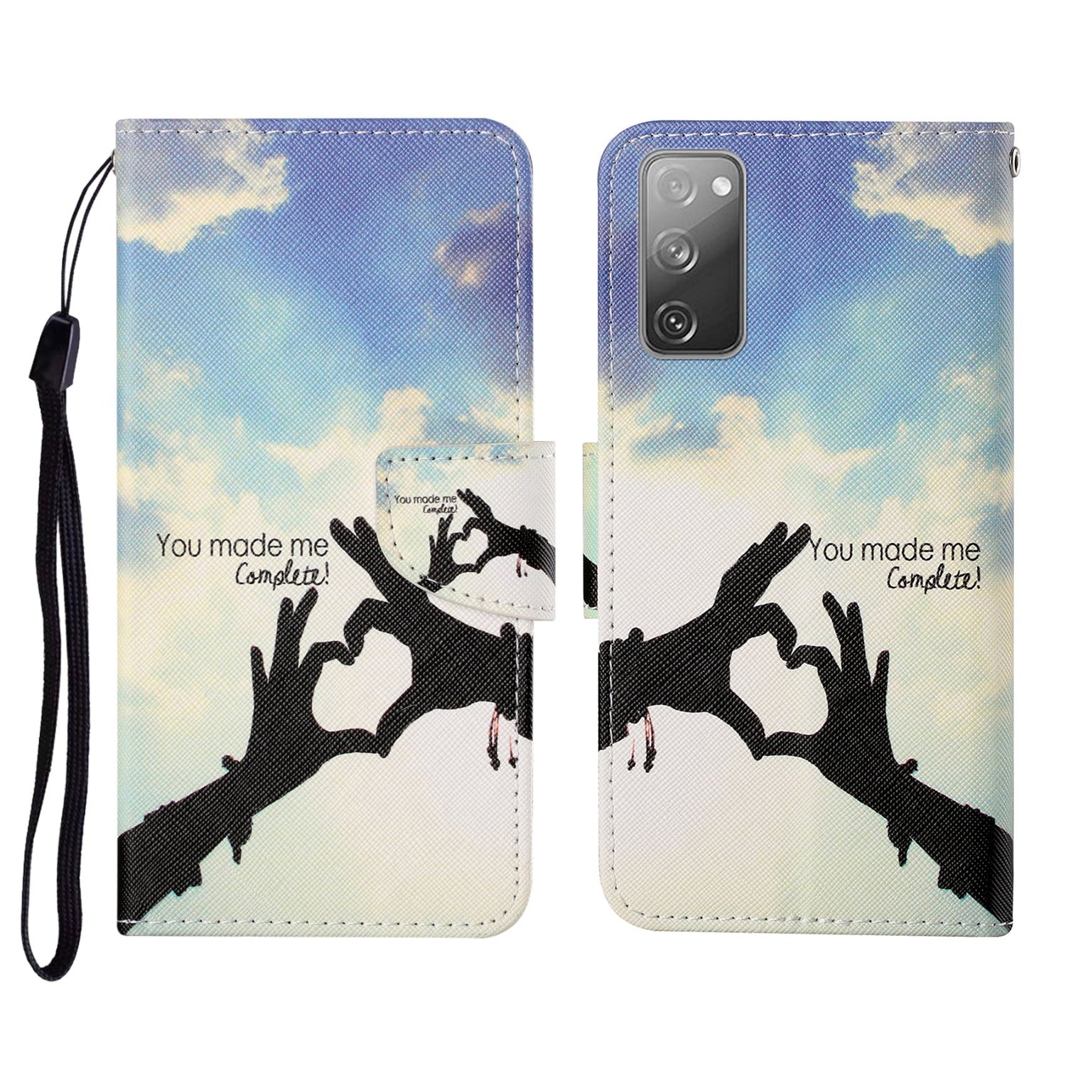 Pattern Printing Wallet Design Phone Cover PU Leather Stand Case with Strap for Samsung Galaxy S20 FE/S20 Fan Edition/S20 FE 5G/S20 Fan Edition 5G/S20 Lite/S20 FE 2022 - Heart Shape