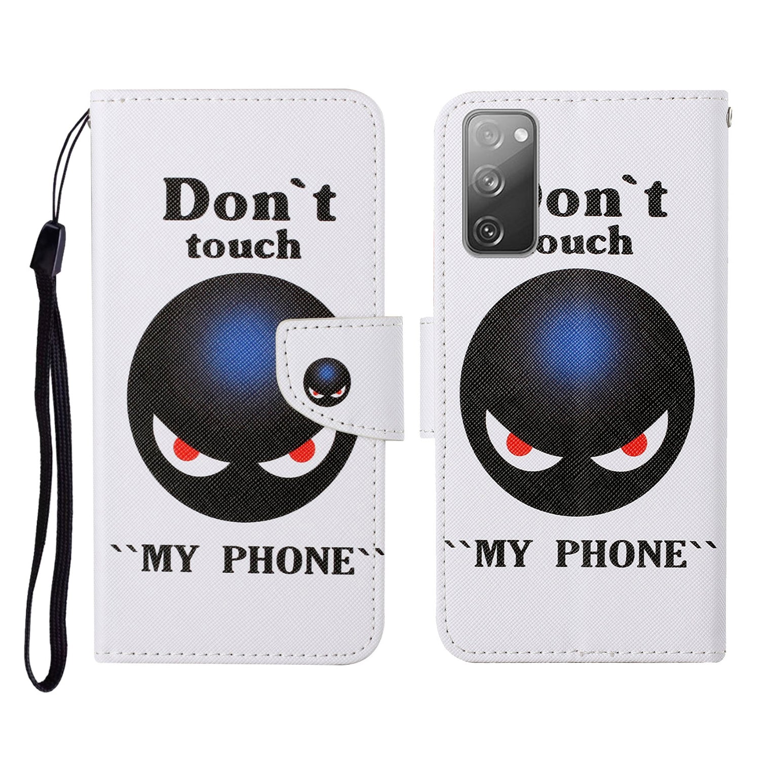 Pattern Printing Wallet Design Phone Cover PU Leather Stand Case with Strap for Samsung Galaxy S20 FE/S20 Fan Edition/S20 FE 5G/S20 Fan Edition 5G/S20 Lite/S20 FE 2022 - Don't Touch My Phone