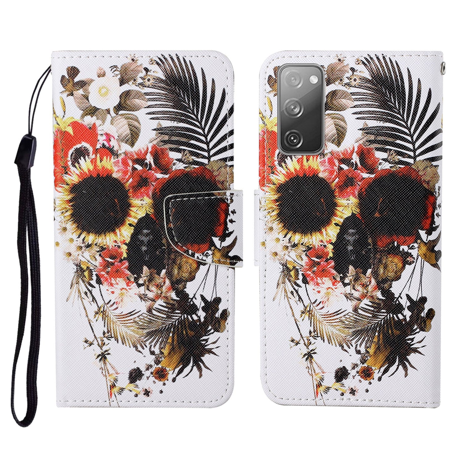 Pattern Printing Wallet Design Phone Cover PU Leather Stand Case with Strap for Samsung Galaxy S20 FE/S20 Fan Edition/S20 FE 5G/S20 Fan Edition 5G/S20 Lite/S20 FE 2022 - Skull