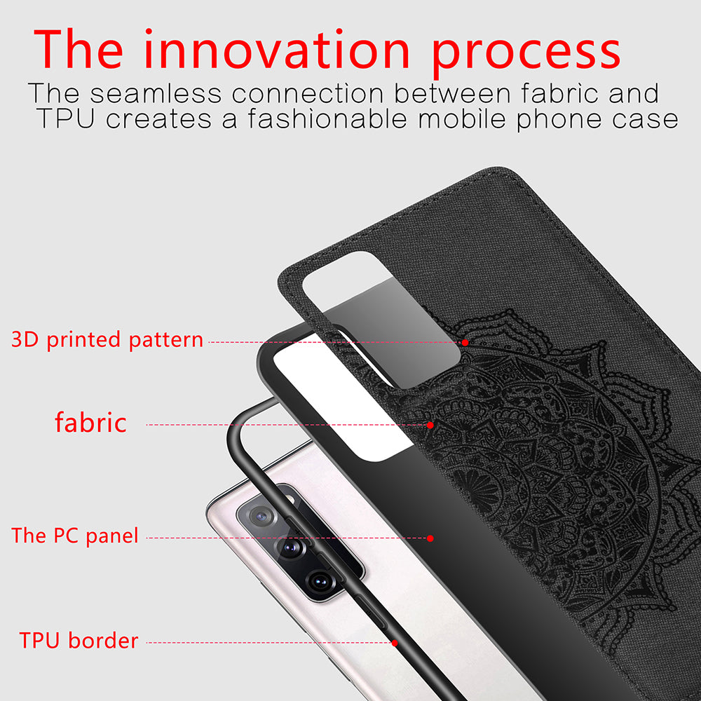 Imprint Mandala Flower Leather Coated PC + TPU Phone Case for Samsung Galaxy S20 FE/S20 Fan Edition/S20 FE 5G/S20 Fan Edition 5G/S20 Lite/S20 FE 2022 - Black