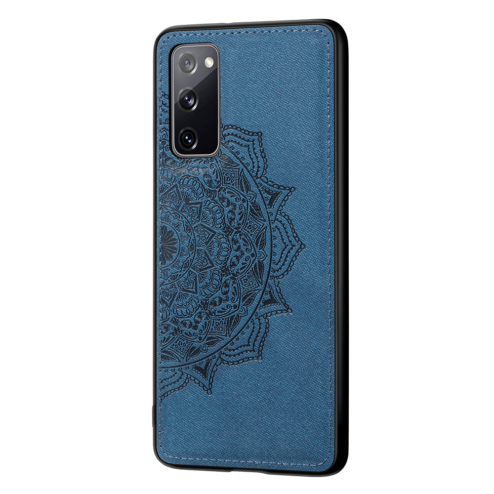 Imprint Mandala Flower Leather Coated PC + TPU Phone Case for Samsung Galaxy S20 FE/S20 Fan Edition/S20 FE 5G/S20 Fan Edition 5G/S20 Lite/S20 FE 2022 - Blue