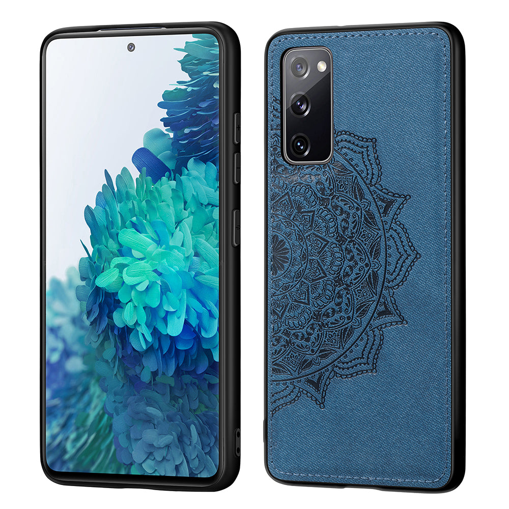 Imprint Mandala Flower Leather Coated PC + TPU Phone Case for Samsung Galaxy S20 FE/S20 Fan Edition/S20 FE 5G/S20 Fan Edition 5G/S20 Lite/S20 FE 2022 - Blue