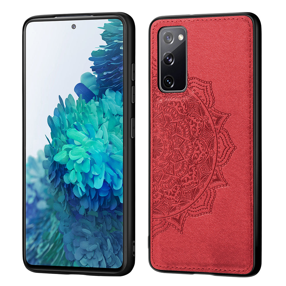 Imprint Mandala Flower Leather Coated PC + TPU Phone Case for Samsung Galaxy S20 FE/S20 Fan Edition/S20 FE 5G/S20 Fan Edition 5G/S20 Lite/S20 FE 2022 - Red