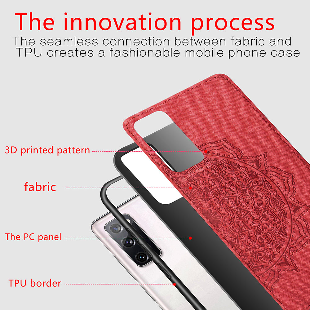 Imprint Mandala Flower Leather Coated PC + TPU Phone Case for Samsung Galaxy S20 FE/S20 Fan Edition/S20 FE 5G/S20 Fan Edition 5G/S20 Lite/S20 FE 2022 - Red