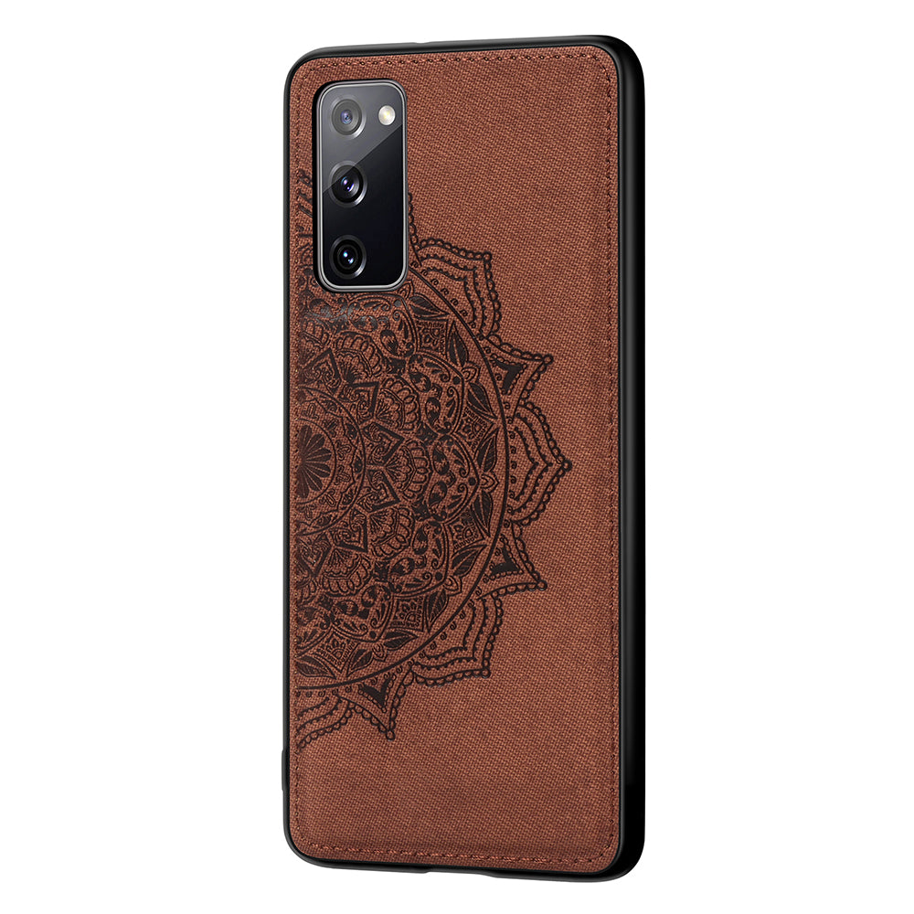 Imprint Mandala Flower Leather Coated PC + TPU Phone Case for Samsung Galaxy S20 FE/S20 Fan Edition/S20 FE 5G/S20 Fan Edition 5G/S20 Lite/S20 FE 2022 - Brown