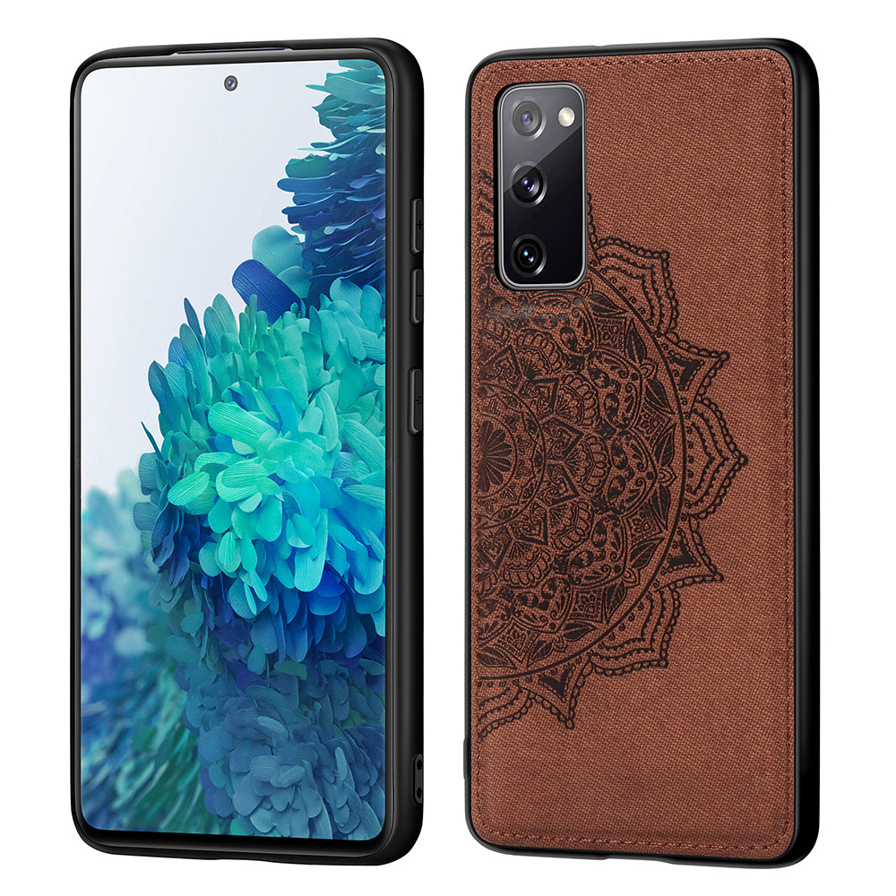 Imprint Mandala Flower Leather Coated PC + TPU Phone Case for Samsung Galaxy S20 FE/S20 Fan Edition/S20 FE 5G/S20 Fan Edition 5G/S20 Lite/S20 FE 2022 - Brown