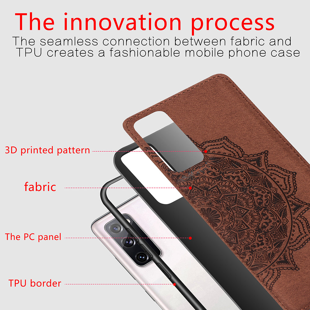 Imprint Mandala Flower Leather Coated PC + TPU Phone Case for Samsung Galaxy S20 FE/S20 Fan Edition/S20 FE 5G/S20 Fan Edition 5G/S20 Lite/S20 FE 2022 - Brown