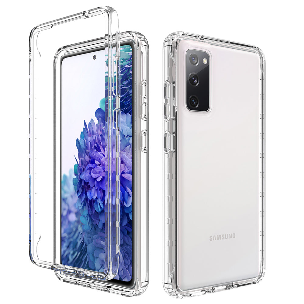 2-in-1 PC+TPU Gradient Color Design Well-Protected Phone Case for Samsung Galaxy S20 FE/S20 Fan Edition/S20 FE 5G/S20 Fan Edition 5G/S20 Lite/S20 FE 2022 - Transparent