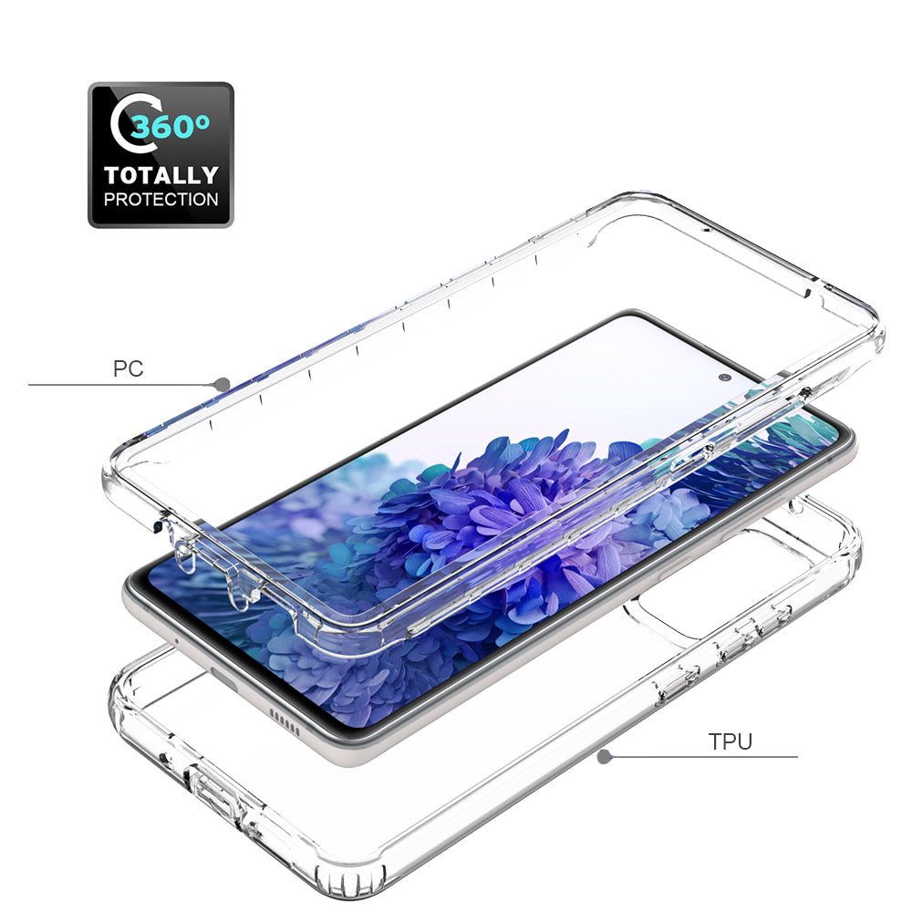 2-in-1 PC+TPU Gradient Color Design Well-Protected Phone Case for Samsung Galaxy S20 FE/S20 Fan Edition/S20 FE 5G/S20 Fan Edition 5G/S20 Lite/S20 FE 2022 - Transparent