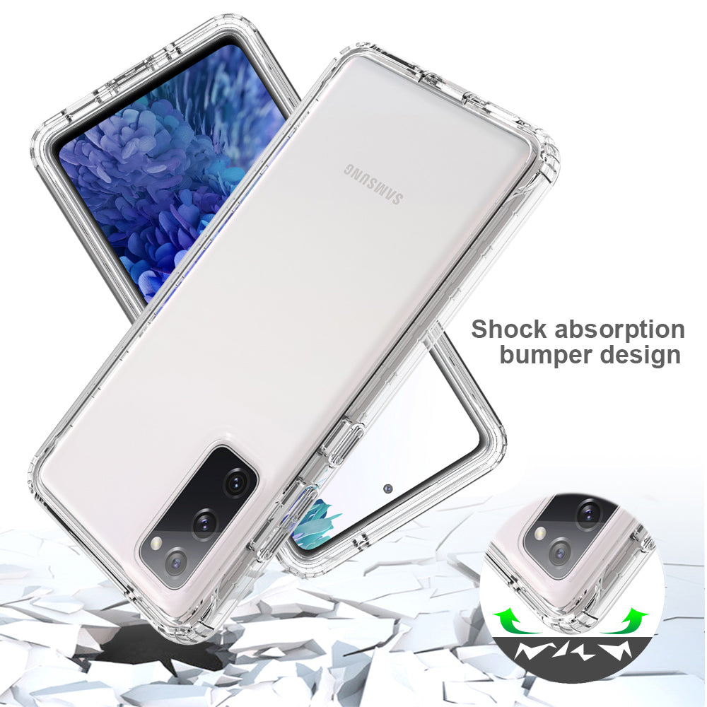 2-in-1 PC+TPU Gradient Color Design Well-Protected Phone Case for Samsung Galaxy S20 FE/S20 Fan Edition/S20 FE 5G/S20 Fan Edition 5G/S20 Lite/S20 FE 2022 - Transparent